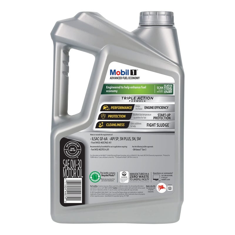 Mobil 1 Advanced Fuel Economy Full Synthetic Motor Oil 0W-30, 5 Quart - Image 3